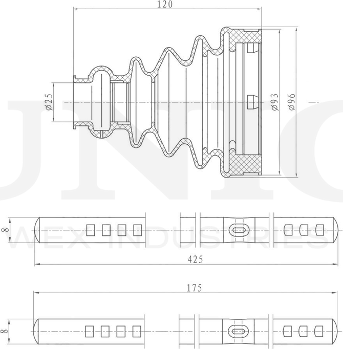 Пыльник ШРУС, комплект (Unio). Артикул DUC-30038K