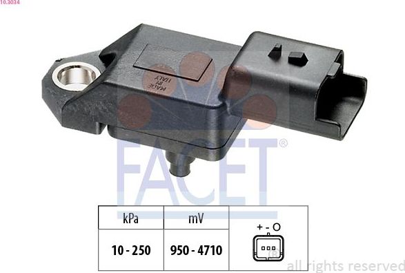 Датчик абсолютного давления (ДАД, MAP) Facet Made in Italy - OE Equivalent. Артикул 10.3034