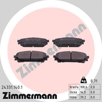 Тормозные колодки Zimmermann. Артикул 24331.140.1