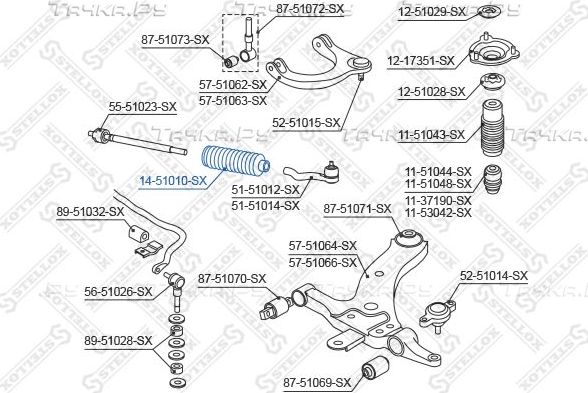 Пыльник рулевой рейки Stellox. Артикул 14-51010-SX
