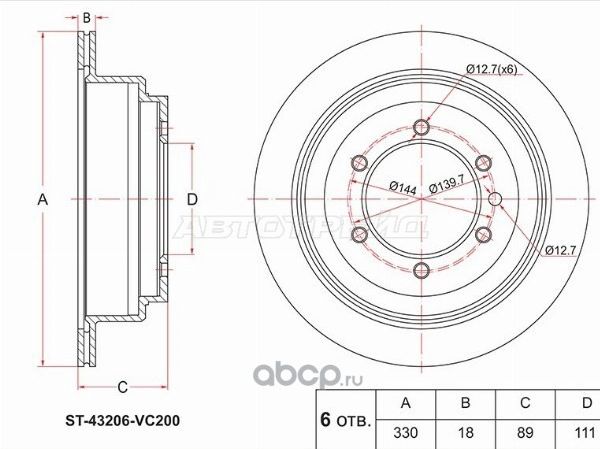 Диск тормозной зад NISSAN PATROL Y61SAFARI Y61 (SAT). Артикул ST43206VC200