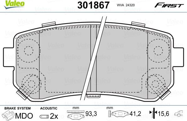 Тормозные колодки Valeo First. Артикул 301867