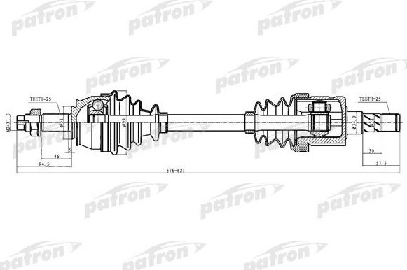 Полуось (привод в сборе, приводной вал) Patron. Артикул PDS0287