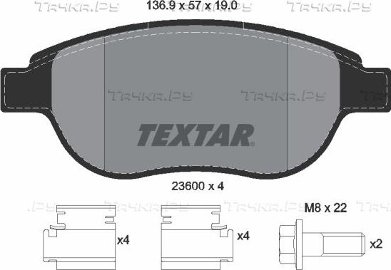 Тормозные колодки Textar Q+ передние для Peugeot 206 2003-2007. Артикул 2360001