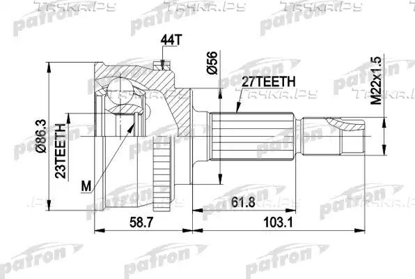 Шрус наружный (граната) Patron для Nissan Primera P12 2002-2008. Артикул PCV1508
