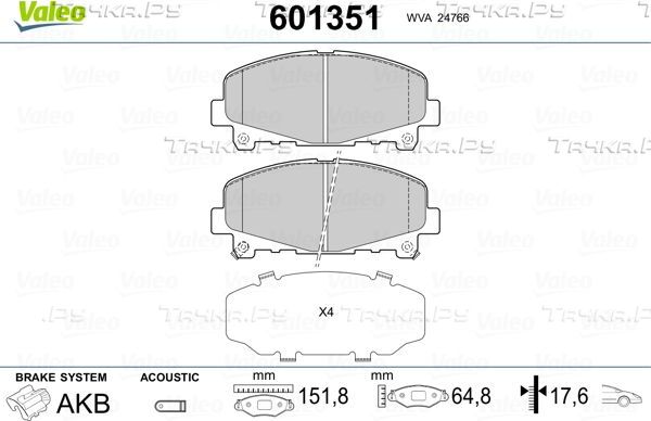 Тормозные колодки Valeo. Артикул 601351