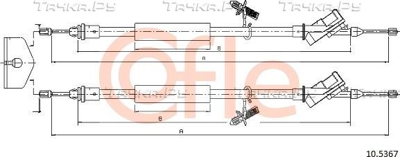Трос ручника (тросик ручного тормоза) Cofle. Артикул 92.10.5367
