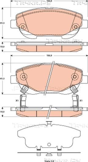 Тормозные колодки TRW передние для Toyota Verso I 2010-2018. Артикул GDB3518