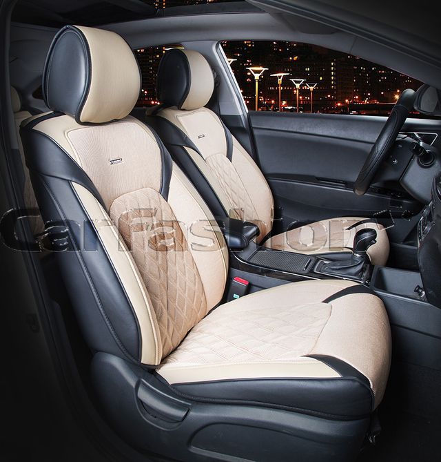 Накидки универсальные CarFashion Sting на переднее сидения авто, цвет Черный/Бежевый. Артикул 21953