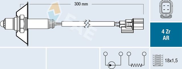 Лямбда-зонд (кислородный датчик) FAE для Honda Fit II 2008-2014. Артикул 75608
