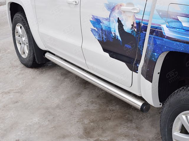 Защита порогов RusStal труба d76 (Вариант 2) для Volkswagen Amarok I 2016-2026. Артикул VAMT-0025412