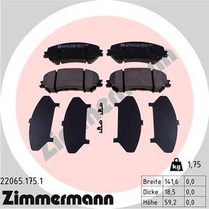 Тормозные колодки Zimmermann передние для Nissan X-Trail T32 2014-2025. Артикул 22065.175.1