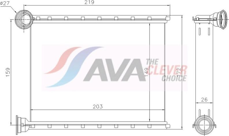 Радиатор отопителя (печки) AVA. Артикул MS6810