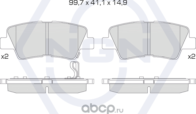 Колодки тормозные керамические, задние (NGN). Артикул 3501979