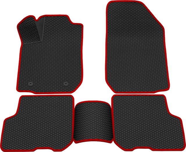 Коврики Rezkon 3D EVA Ромб резиновые для салона Renault Logan II 2013-2018 Красный кант. Артикул 9229015204
