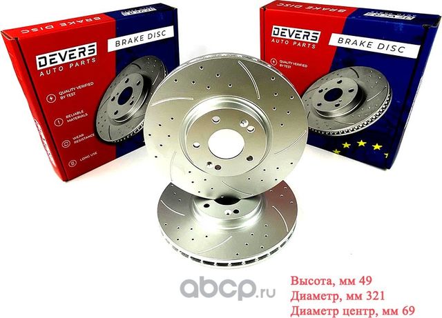 Диск тормозной передний перфорированный  SANTA FE (Devers). Артикул 082589991