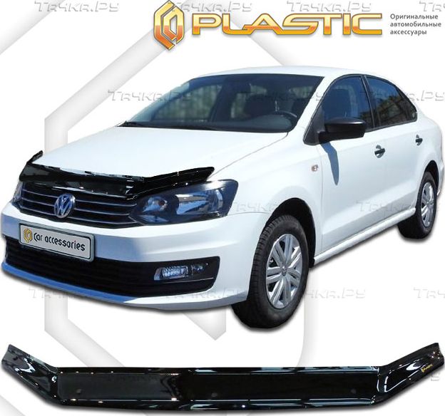 Дефлектор СА Пластик для капота (Classic черный) для Volkswagen Polo хэтчбек 2015-2020. Артикул 2010010111540