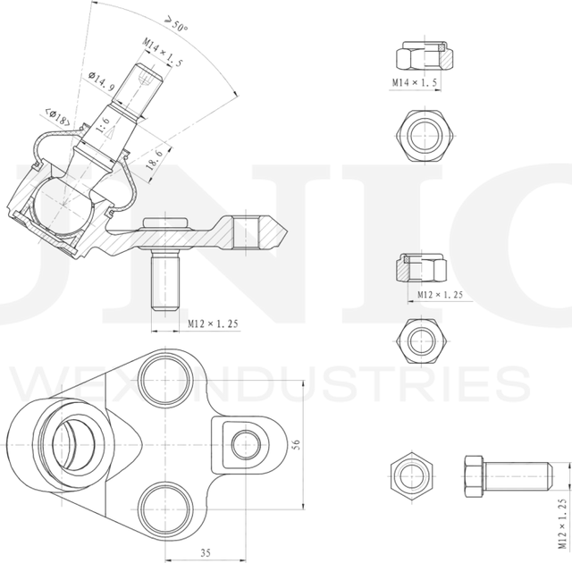 Опора шаровая (Unio). Артикул SSP-20009