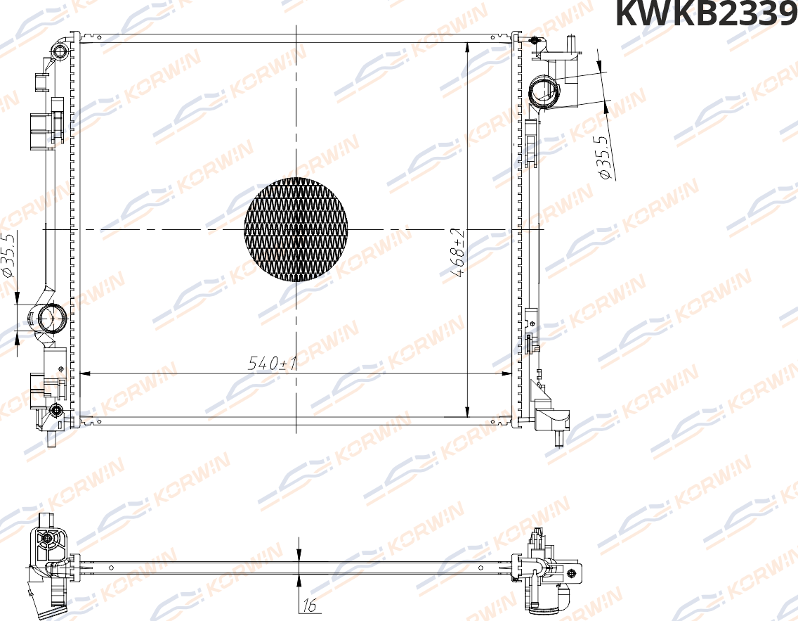 Радиатор охлаждения Nissan Qashqai (13-)/X-Trail (14-) 1.2-2.0i 1.6D(гар 2 года) (Korwin). Артикул KWKB2339