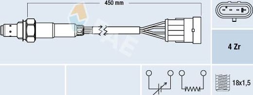 Лямбда-зонд (кислородный датчик) FAE. Артикул 77218
