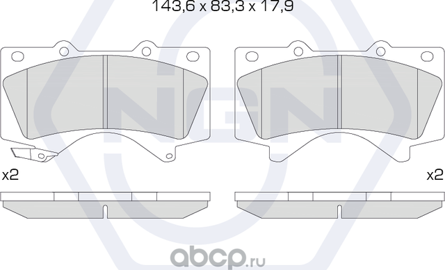 Колодки тормозные керамические, передние (NGN). Артикул 3501377