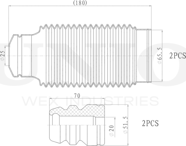 Отбойник и пыльник амортизатора, комплект (Unio). Артикул DUC-50019