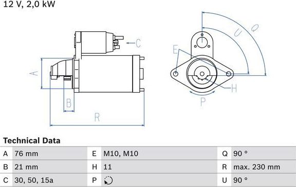 Стартер Bosch для BMW 3 IV (E46) 2002-2006. Артикул 0 986 022 880