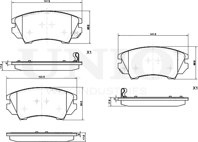 Колодки тормозные дисковые, комплект (Unio). Артикул BRP-20009