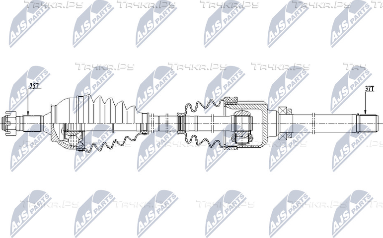 Полуось (привод в сборе, приводной вал) NTY для Peugeot 3008 I 2009-2016. Артикул NPW-CT-081