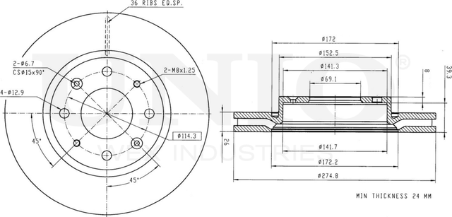 Диск тормозной (Unio). Артикул BRD-20210
