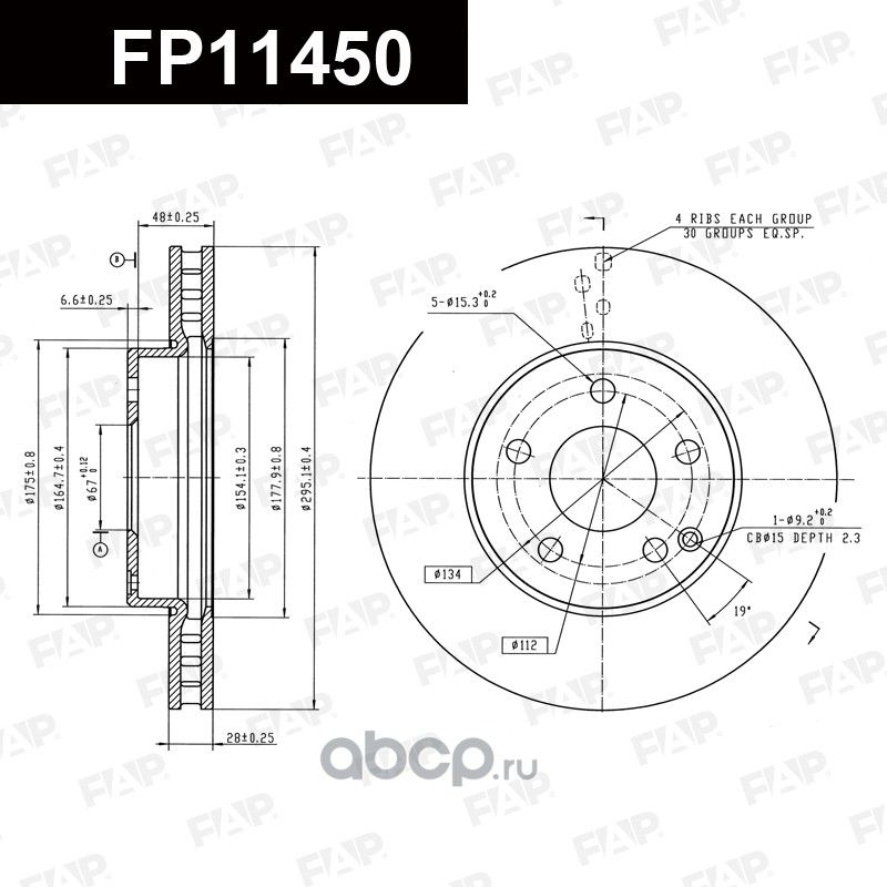 Диск тормозной (FAP). Артикул FP11450