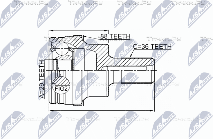 Шрус наружный (граната) NTY задний для Volvo C70 I 1997-2005. Артикул NPZ-FR-046