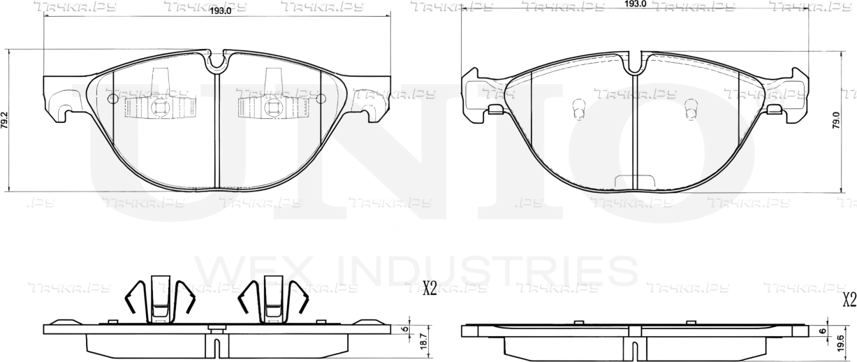 Колодки тормозные дисковые, комплект (Unio). Артикул BRP-20433