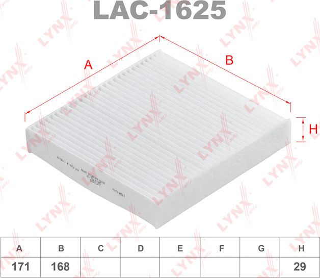 Салонный фильтр LYNXauto. Артикул LAC-1625