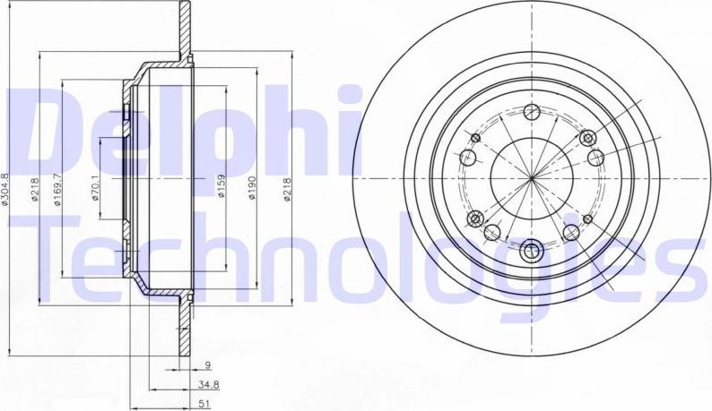 Тормозной диск Delphi задний для Volvo XC60 II 2017-2026. Артикул BG4978C