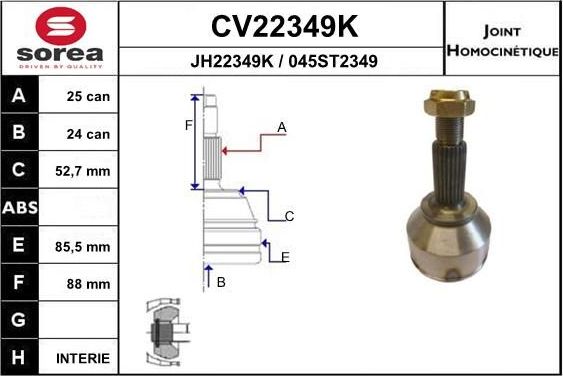 Шрус внутренний (граната) EAI. Артикул CV22349K