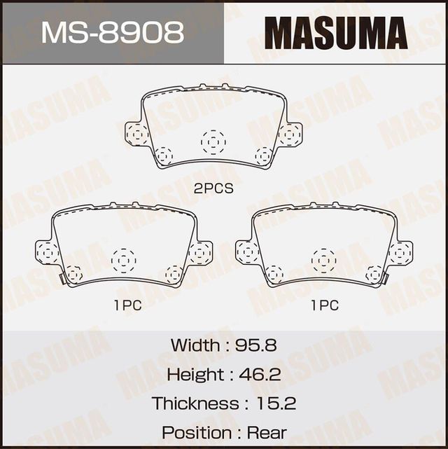 КОЛОДКИ ДИСКОВЫЕ MASUMA CIVIC REAR 112 Masuma. Артикул MS8908