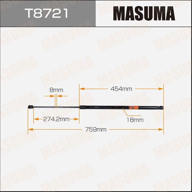 Упор газовый капота MASUMA, L=759mm (1/40). Артикул T8721