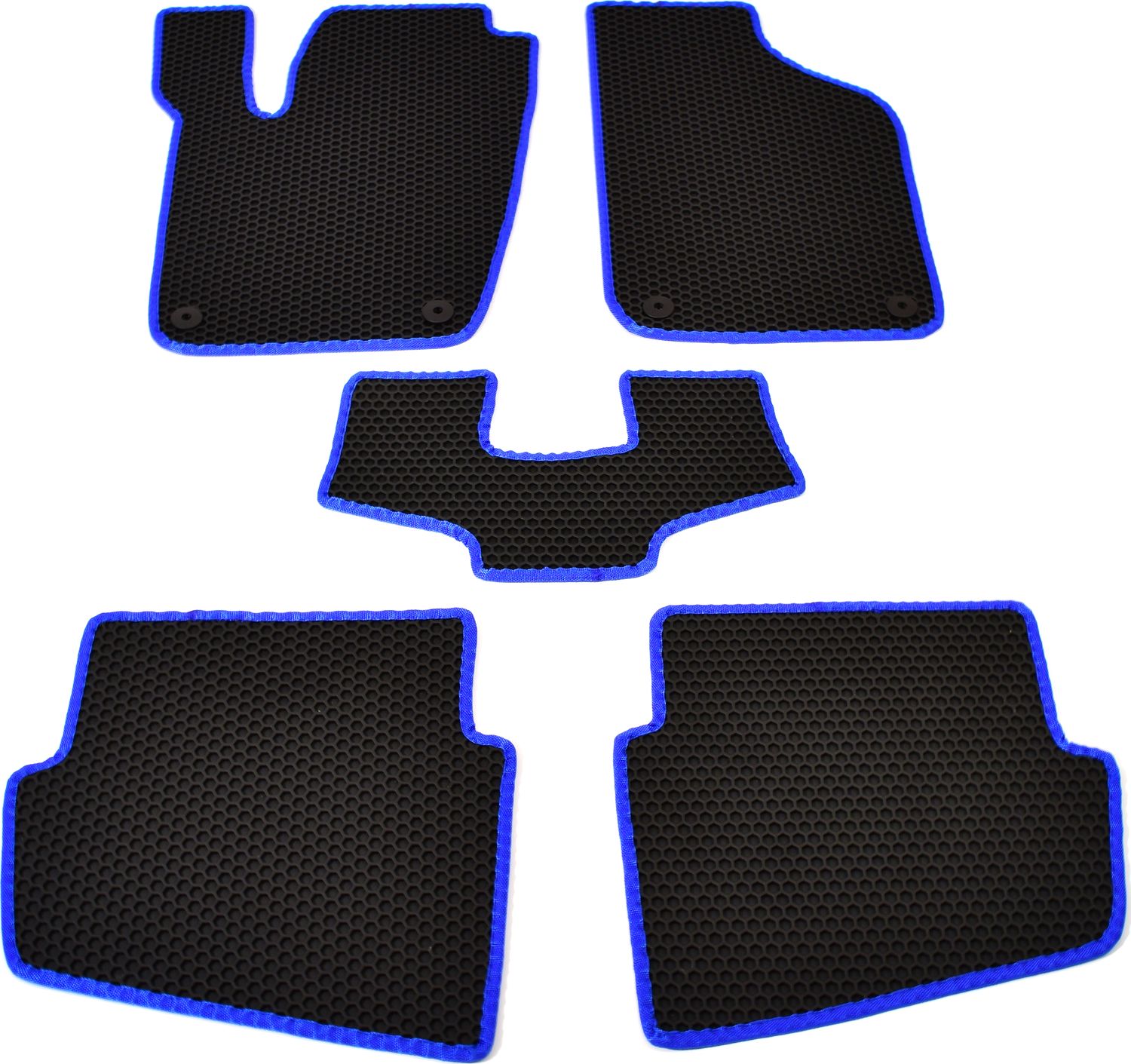 Коврики резиновые Avtodriver SOTA для салона Volkswagen Polo IV 2001-2009 Черные, синий кант. Артикул EVAS.0703.03