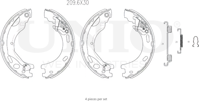 Колодки тормозные барабанные, комплект (Unio). Артикул BRP-10079