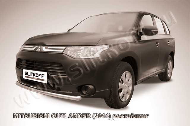 Пороги Slitkoff труба d42 с листом для Mitsubishi Outlander III 2014-2015. Артикул MOUT14-008