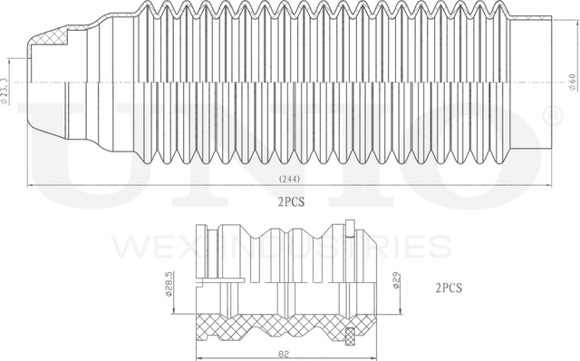 Отбойник и пыльник амортизатора, комплект (Unio). Артикул DUC-50017
