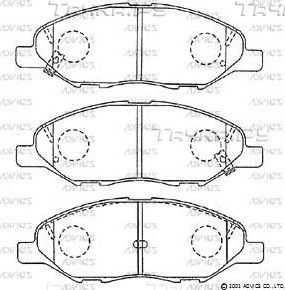 Тормозные колодки Advics передние для Nissan Cefiro A33 2000-2003. Артикул SN898P