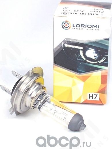 ЛАМПА ГАЛОГЕННАЯ H7 12V 55W PX26D (КОРОБКА 1 ШТ.) (Lariomi). Артикул LB11013C1 