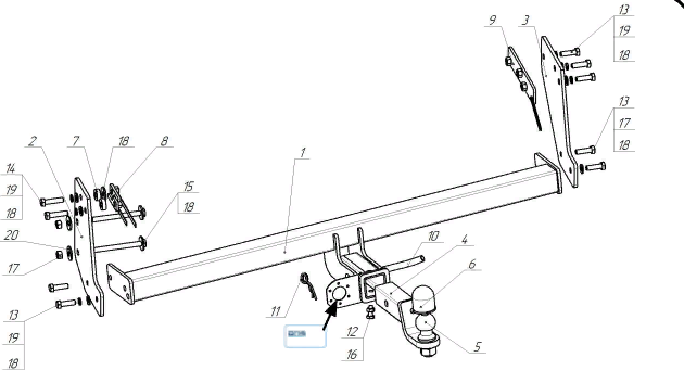 Фаркоп Oris (ранее Bosal) для Great Wall Poer Pickup 2021-2026. Артикул 3312-E