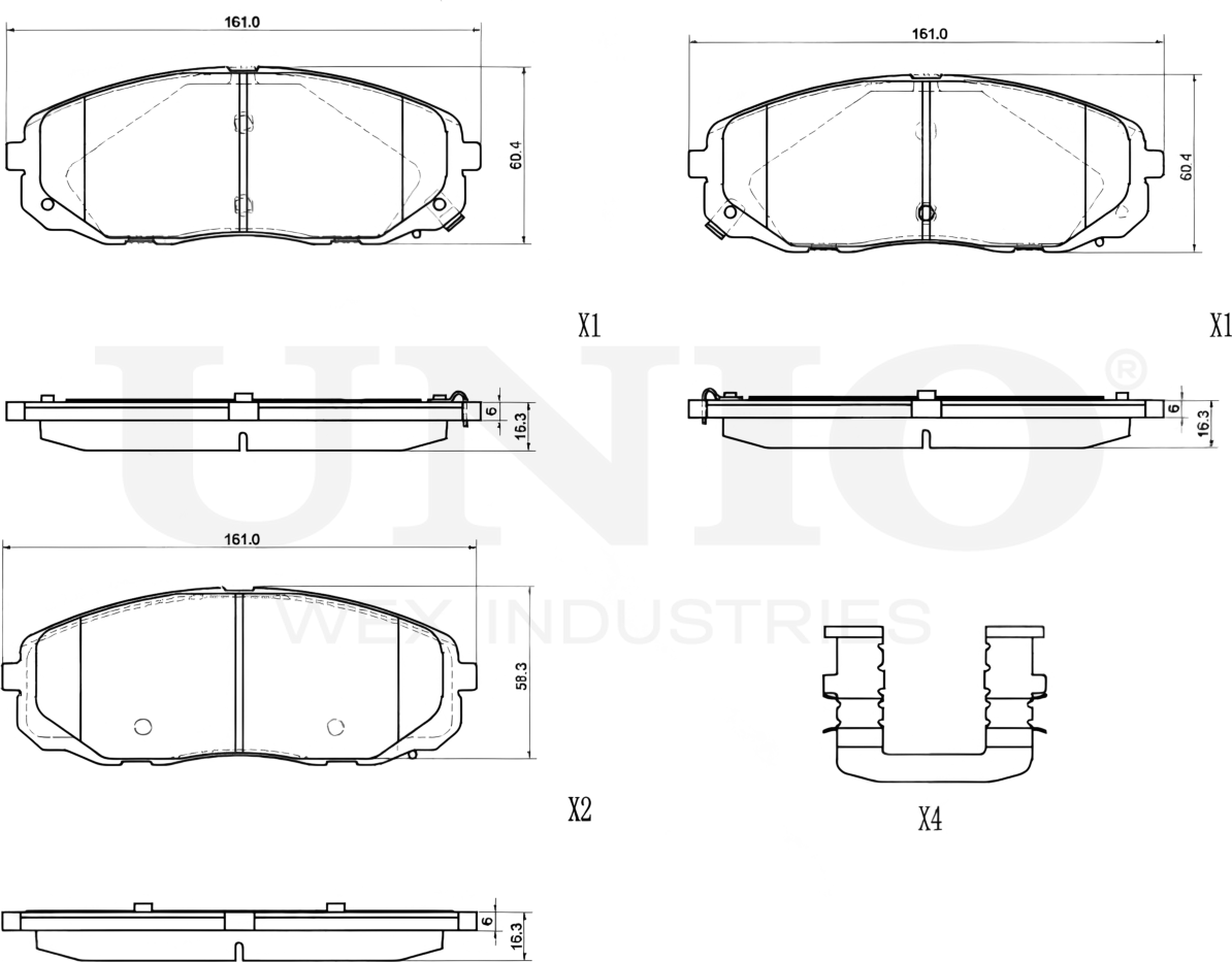 Колодки тормозные дисковые, комплект (Unio). Артикул BRP-20470