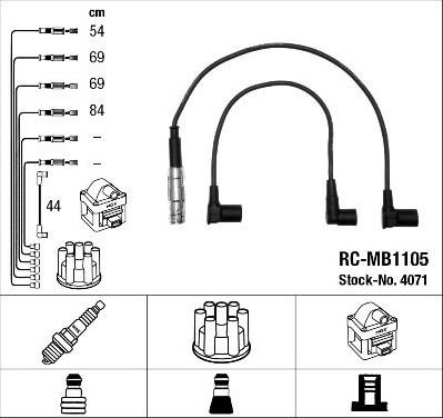 Высоковольтные провода (провода зажигания) (комплект) NGK для Mercedes-Benz T1 1977-1996. Артикул 4071