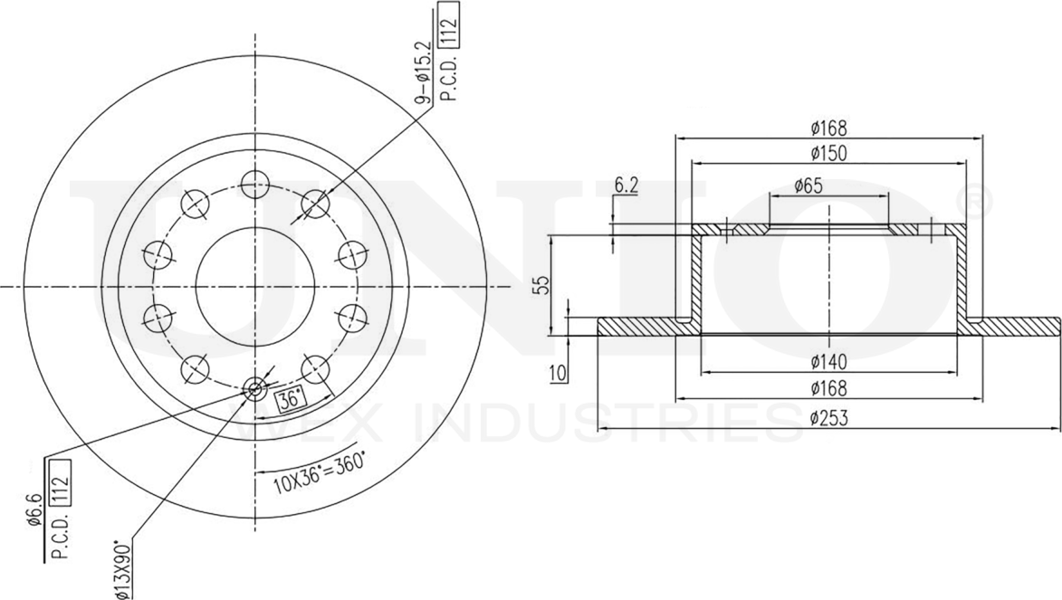 Диск тормозной (Unio). Артикул BRD-20156