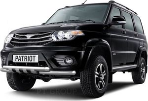 Защита PT Group переднего бампера двойная с клыками d63/63 для УАЗ Patriot I рестайлинг 2014-2025. Артикул 05020104