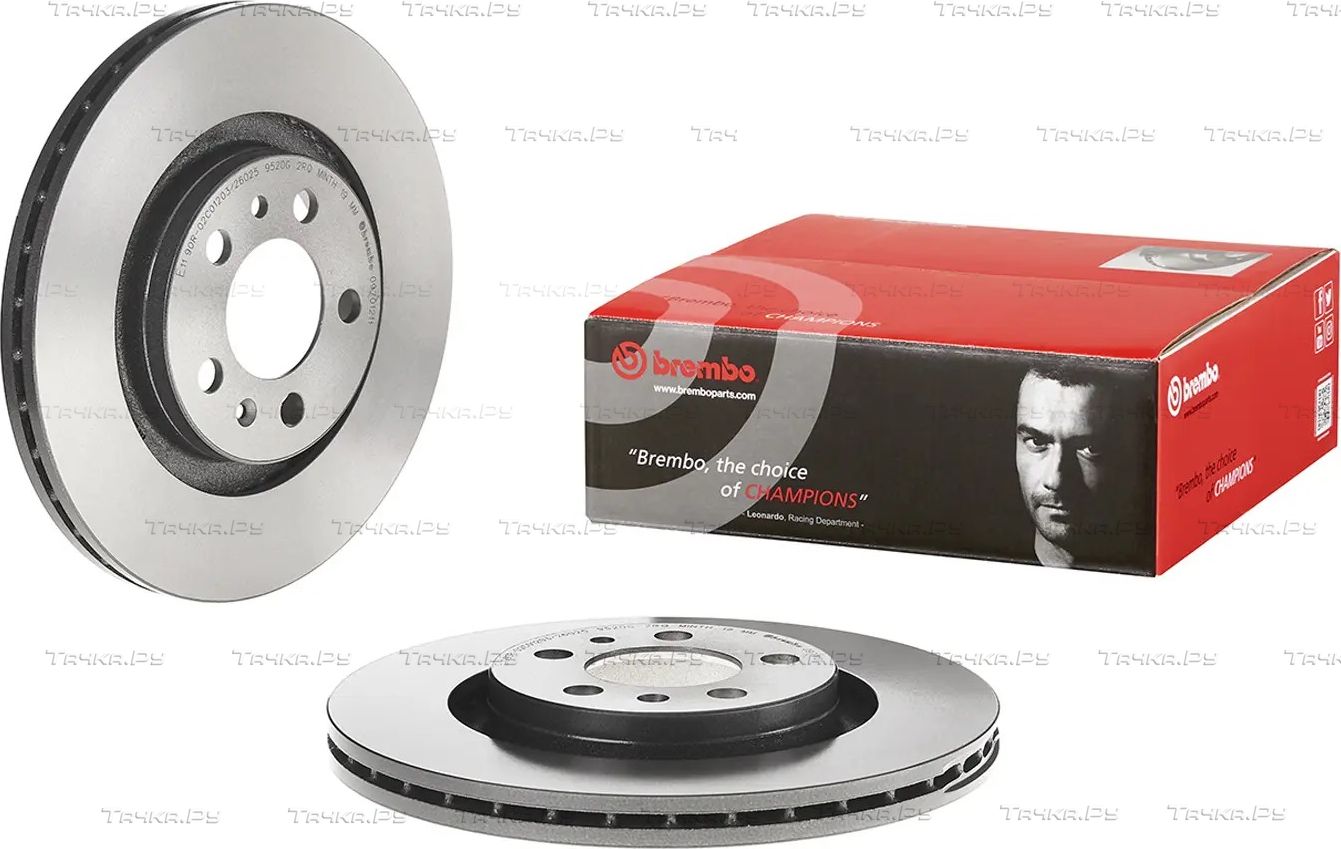 Тормозной диск Brembo PRIME LINE - UV Coated передний для Volkswagen Golf IV 1997-2006. Артикул 09.7012.11